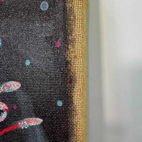 Collectible Rare Pier 1 Imports Christmas Tree Lighted Glitter Canvas Holiday - Picture 8 of 12